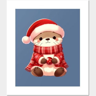 Cute Christmas Otter Posters and Art